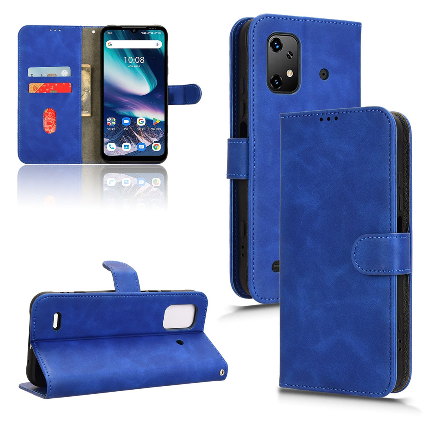 Wallet Case with Card Holder Flip Magnetic Protective Cover for UMIDIGI BISON X20, Blue