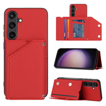 PU Leather Flip Shockproof Protective Cover for Samsung Galaxy S24, Red