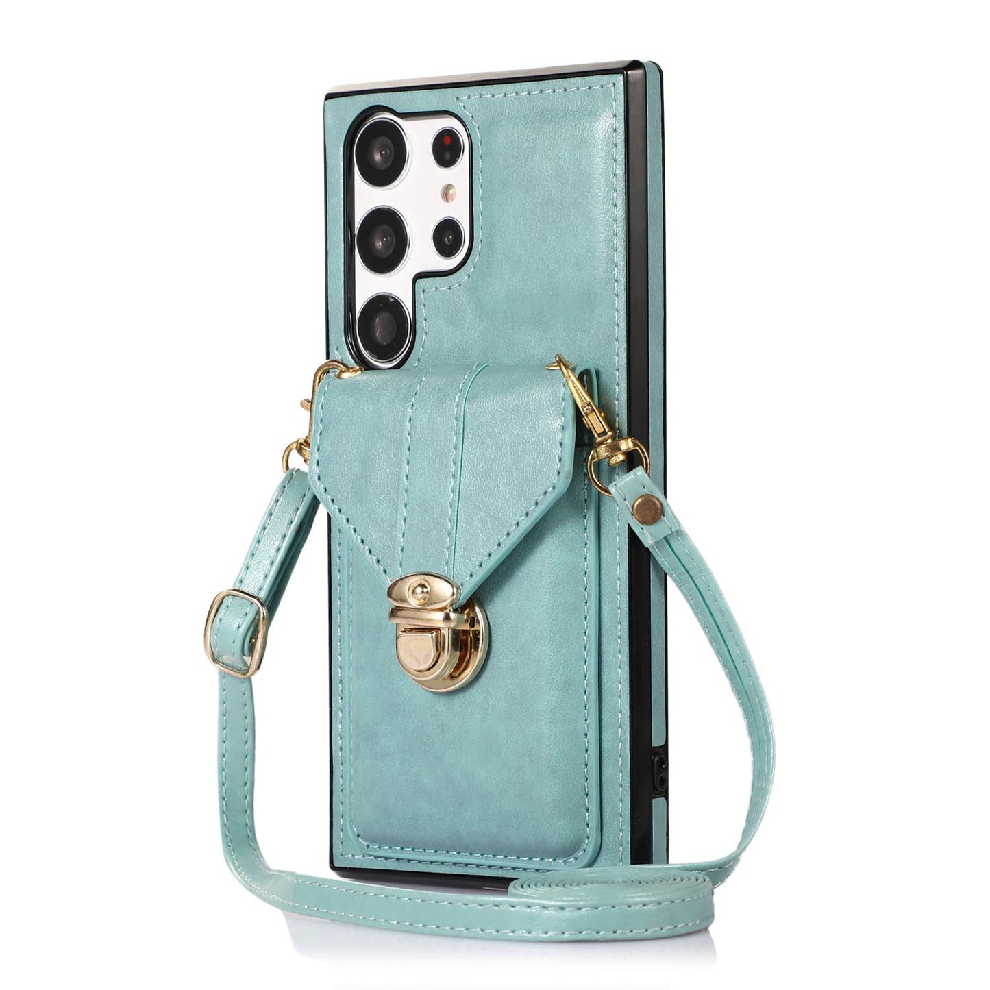 Crossbody Wallet Case with Wrist Strap Shoulder Protective Cover for Samsung Galaxy S23 Ultra