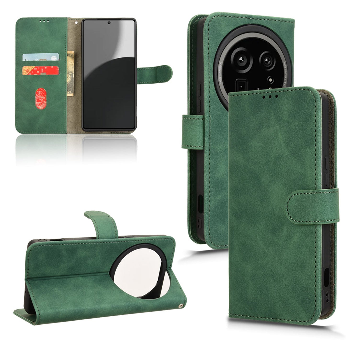 Wallet Case with Card Holder Flip Magnetic Protective Cover for Sharp AQUOS R9 Pro, Green