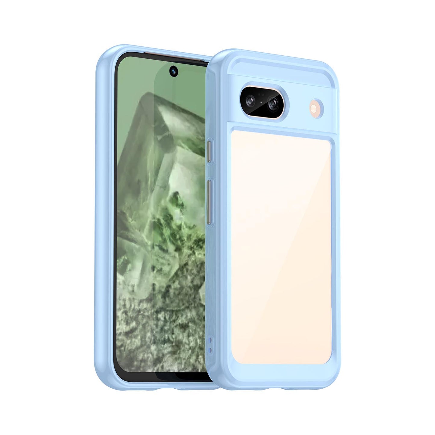 Hard Back Soft Bumper Protective Case for Google Pixel 8A, Blue