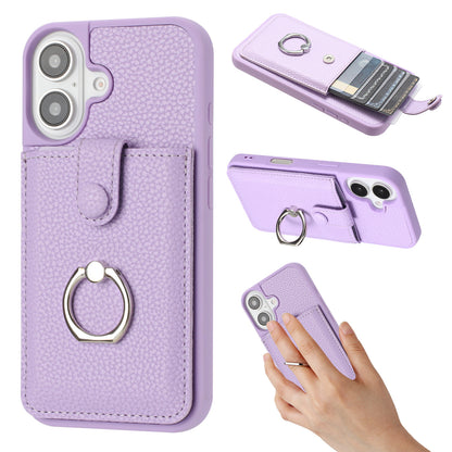 for iPhone 16 Plus Wallet Case with Card Holder, Purple