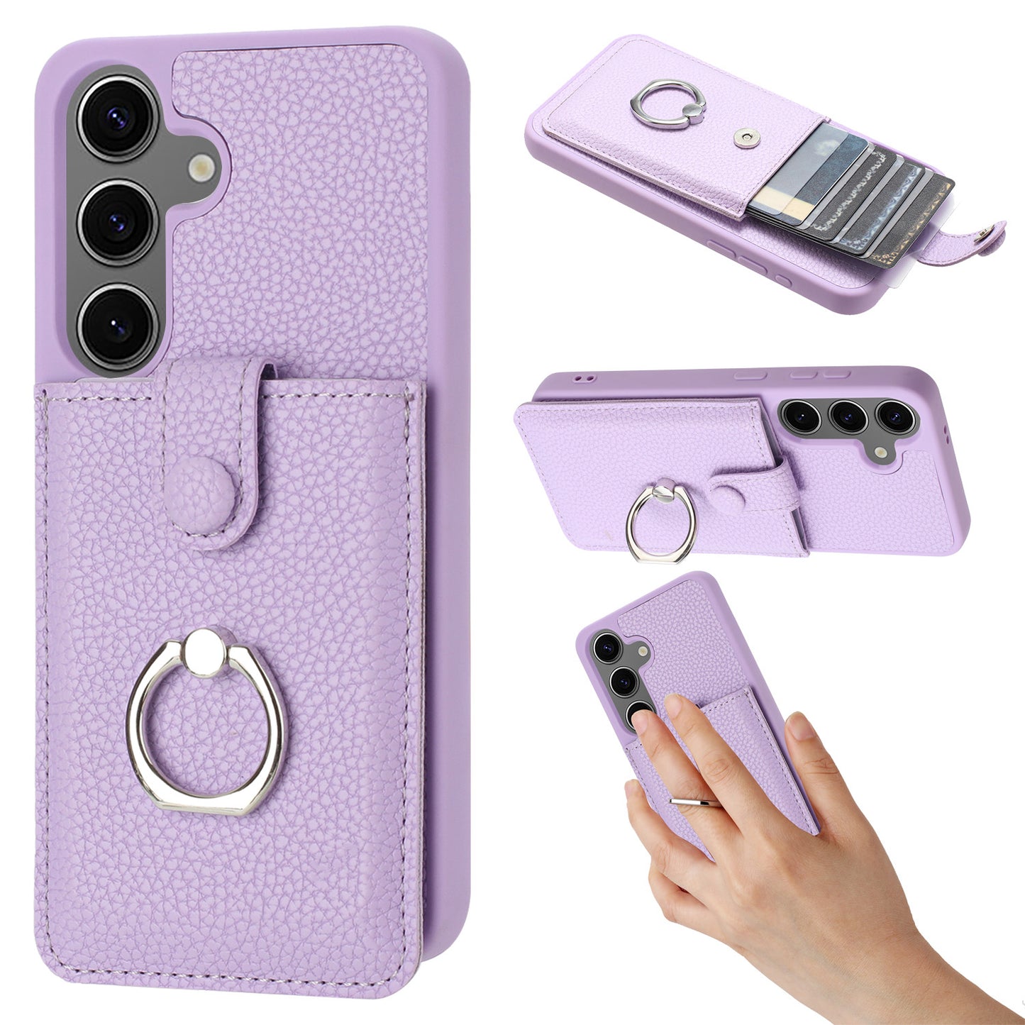 for Samsung Galaxy S24 Wallet Case with Card Holder, Purple