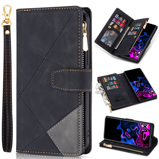 Zipper Flip Folio Wallet Case for iPhone 16, Black