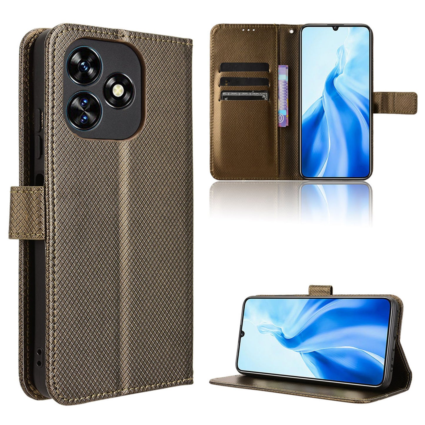 Wallet Case for Oukitel C51, Bronzed