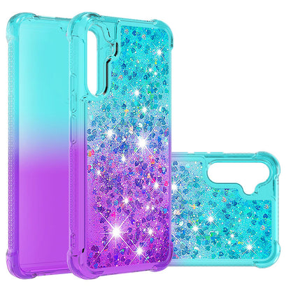 Samsung Galaxy A34 5G Gradient Quicksand Series Bling Liquid TPU Case, Pink&Blue