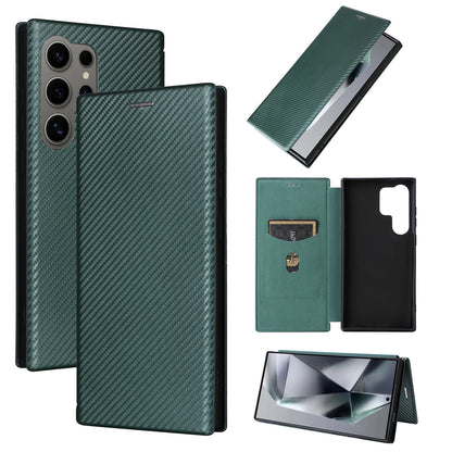 Carbon Fiber Flip Case for Samsung Galaxy S24 Ultra, Green