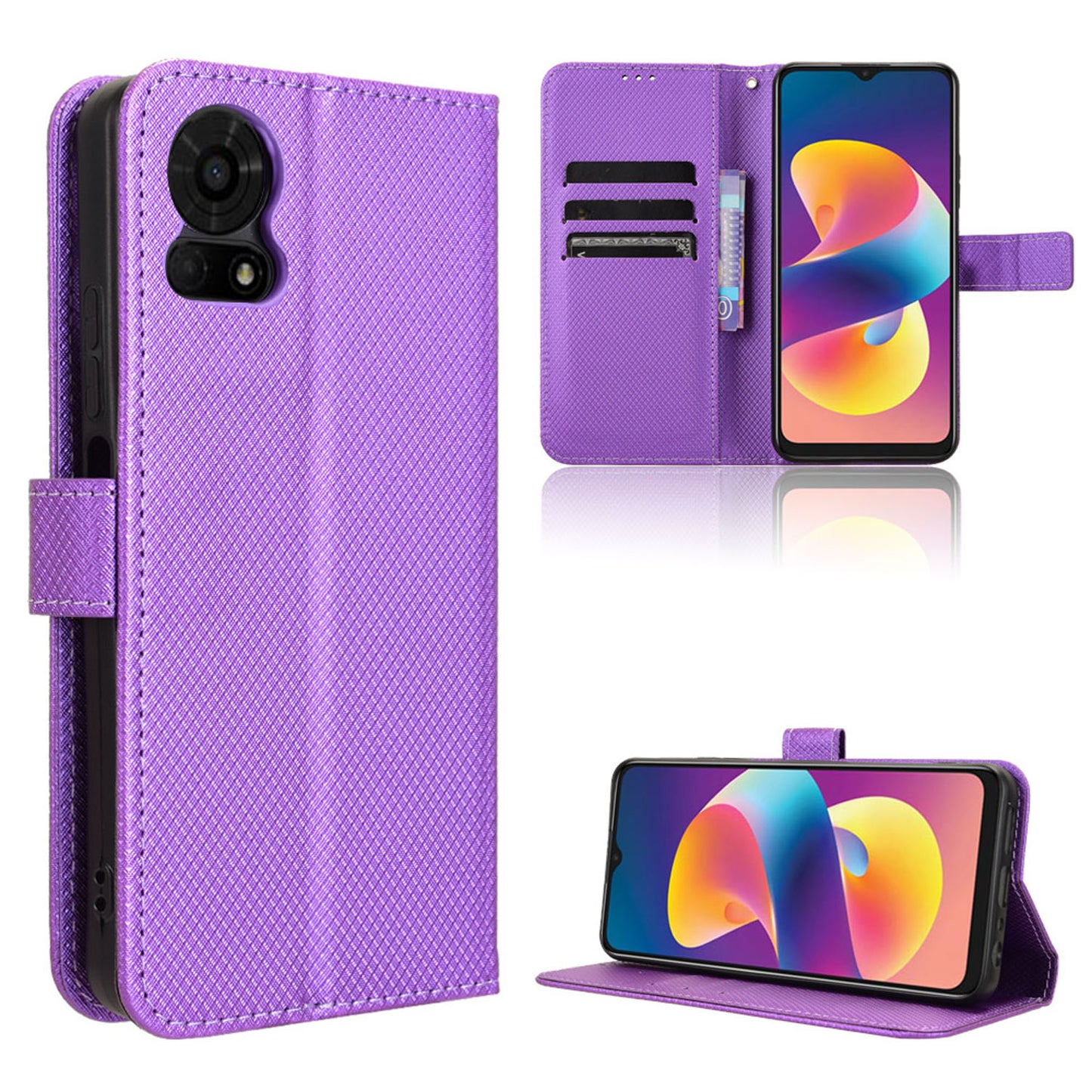 Wallet Case for TCL 50 LE, Purple