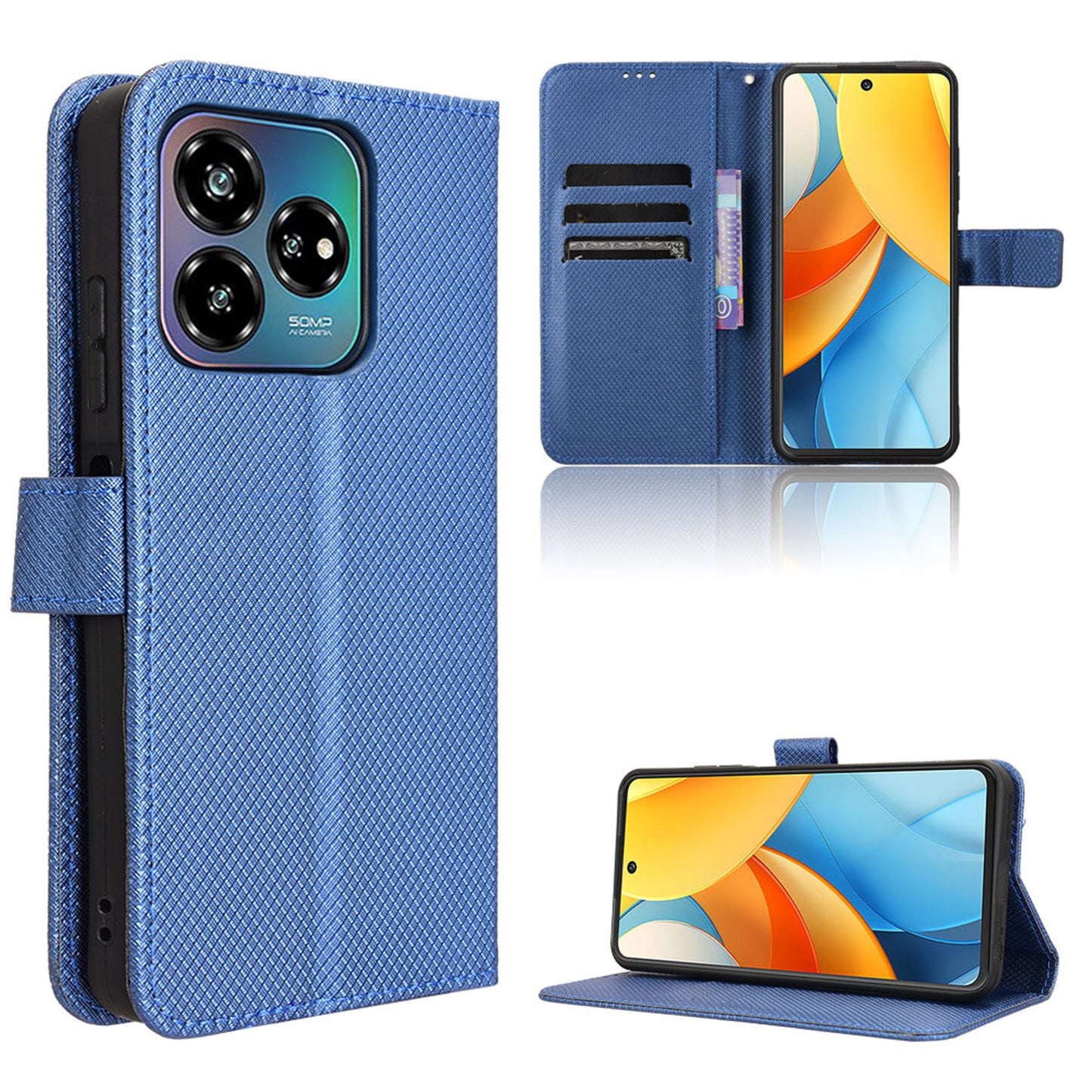 Wallet Case for ZTE Axon 60 Lite, Blue