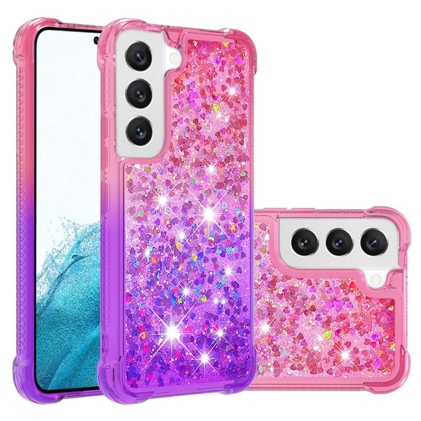 Samsung Galaxy S23 Gradient Quicksand Series Bling Liquid TPU Case, Pink&Purple