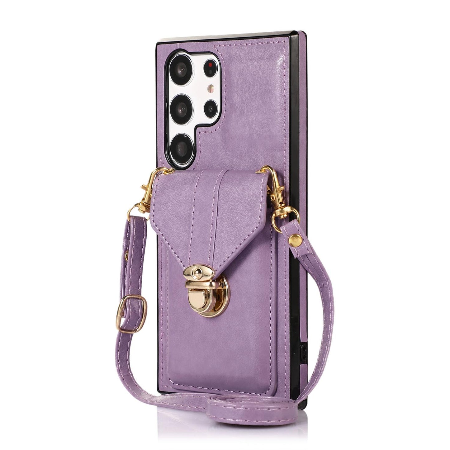 Crossbody Wallet Case with Wrist Strap Shoulder Protective Cover for Samsung Galaxy S23 Ultra