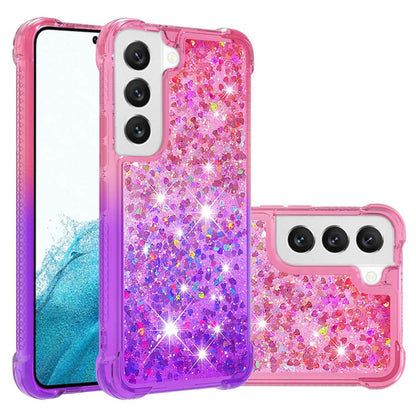 Samsung Galaxy S23+ Gradient Quicksand Series Bling Liquid TPU Case, Pink&Purple