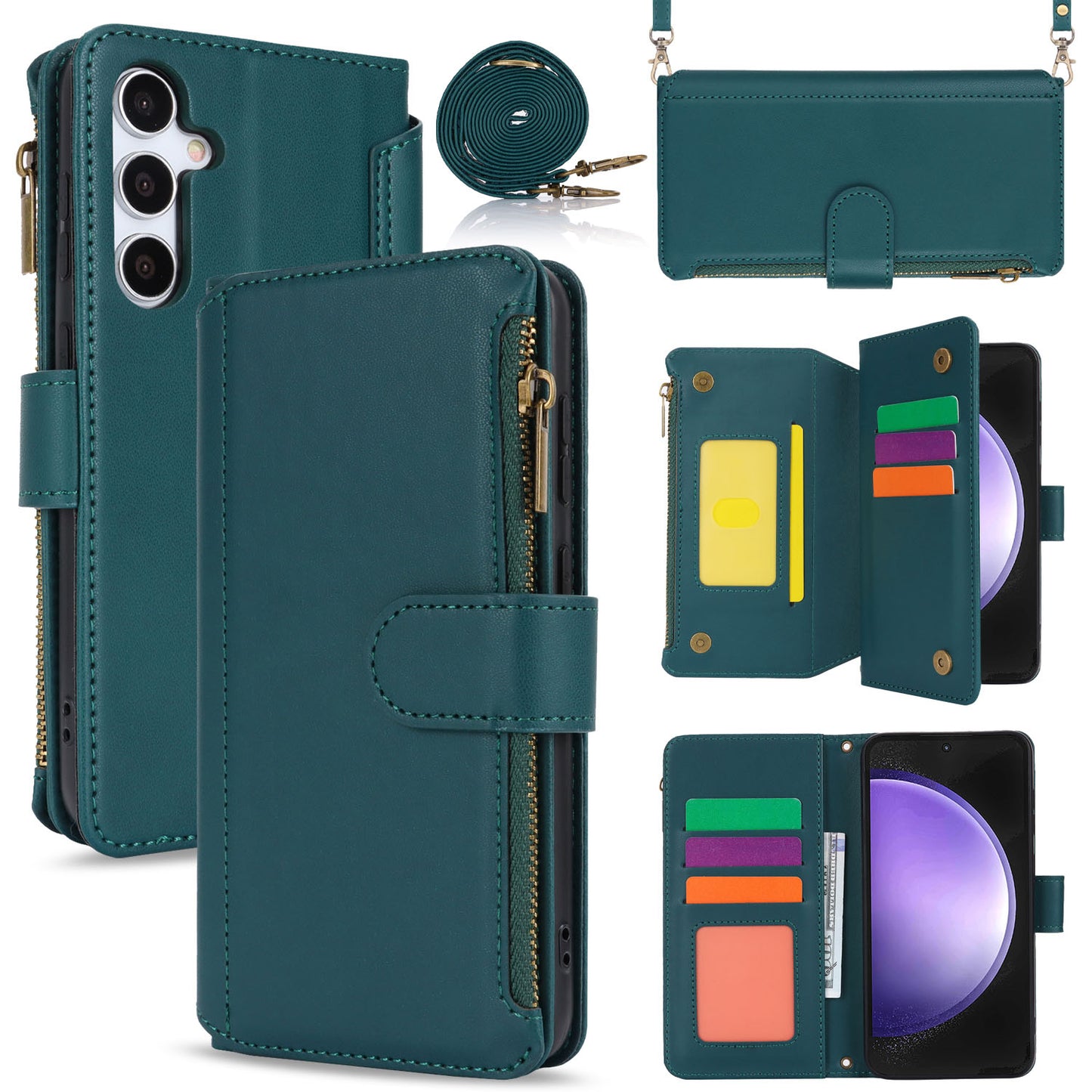 for Samsung Galaxy S23 FE Wallet Case with RFID Blocking, Green