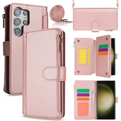 for Samsung Galaxy S23 Ultra Wallet Case with RFID Blocking, Rose Gold