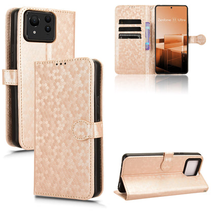 Slim Flip Polka-Dots Phone Case with Card Holder for Asus Zenfone 11 Ultra, Rose Gold