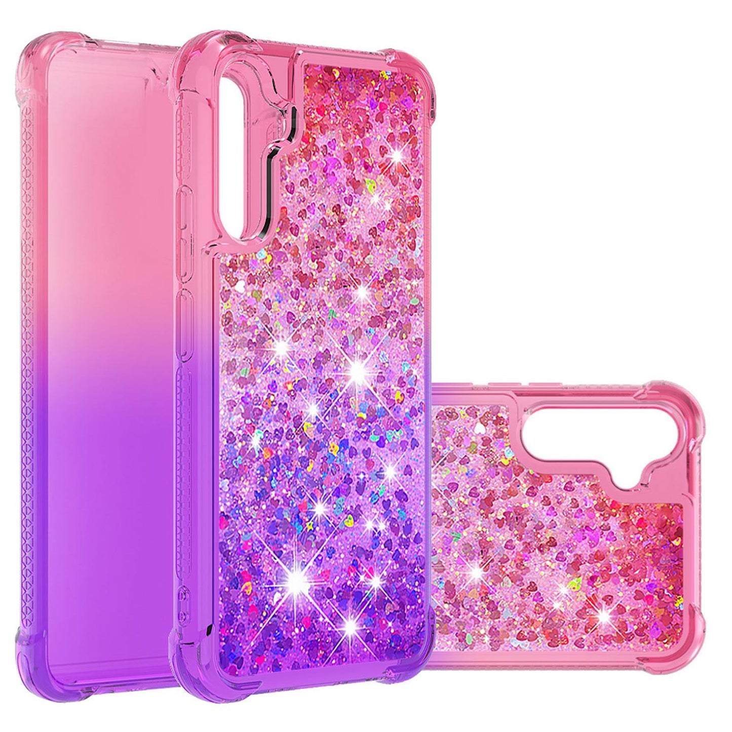 Samsung Galaxy A34 5G Gradient Quicksand Series Bling Liquid TPU Case, Pink&Purple