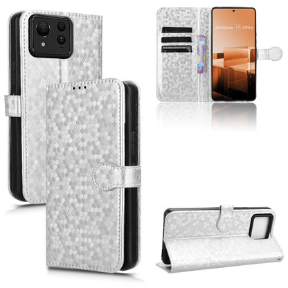 Slim Flip Polka-Dots Phone Case with Card Holder for Asus Zenfone 11 Ultra, Silver