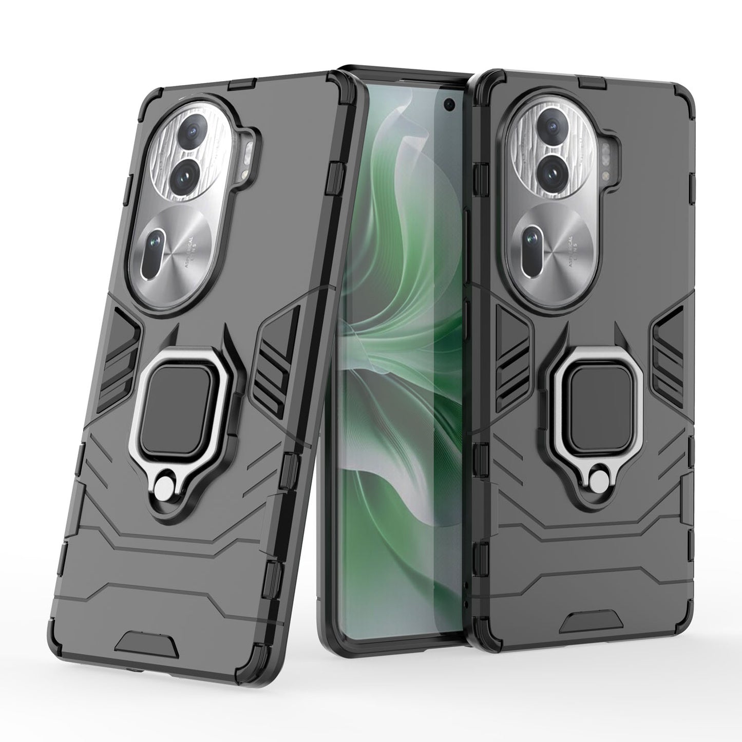 Support Magnetic Car Mounts Stylish Dual Layer Hard PC Back Case for OPPO Reno11 Pro 5G