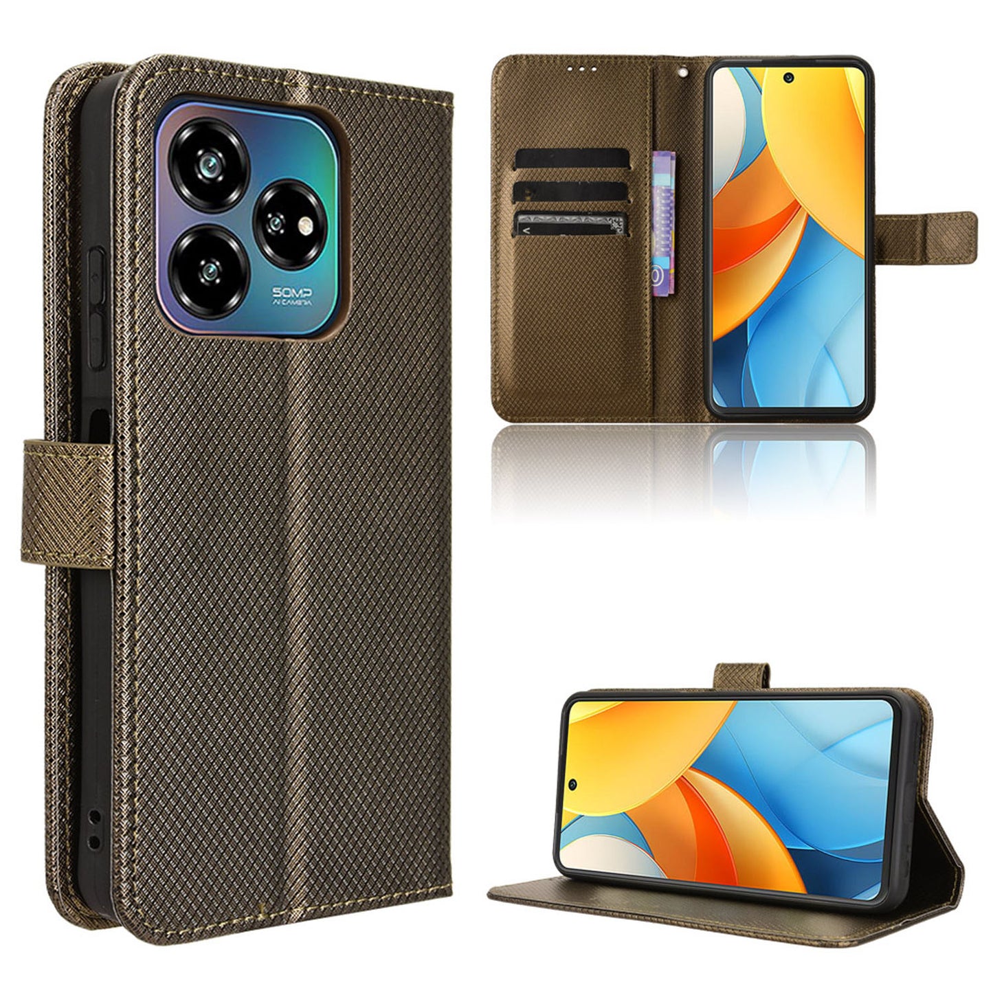 Wallet Case for ZTE Axon 60 Lite, Bronzed