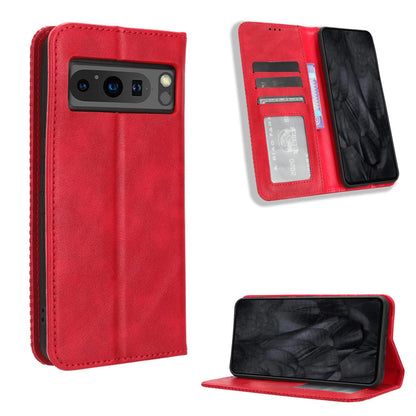 Google Pixel 8 Pro Flip Folio Case with Card Holder Hidden Magnetic, Red