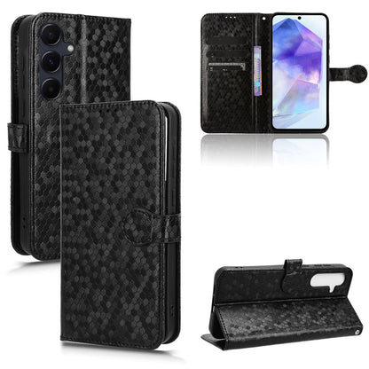 Slim Flip Polka-Dots Phone Case with Card Holder for Samsung Galaxy A55 5G, Black