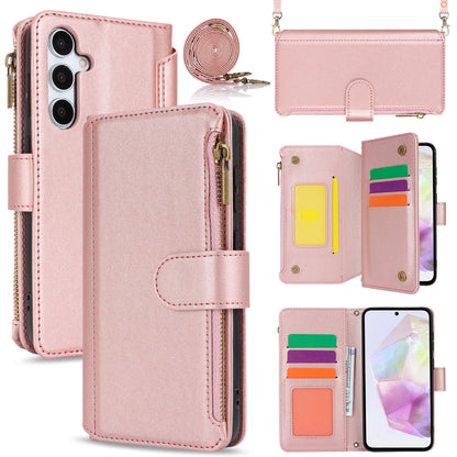 for Samsung Galaxy A35 5G Wallet Case with RFID Blocking, Rose Gold