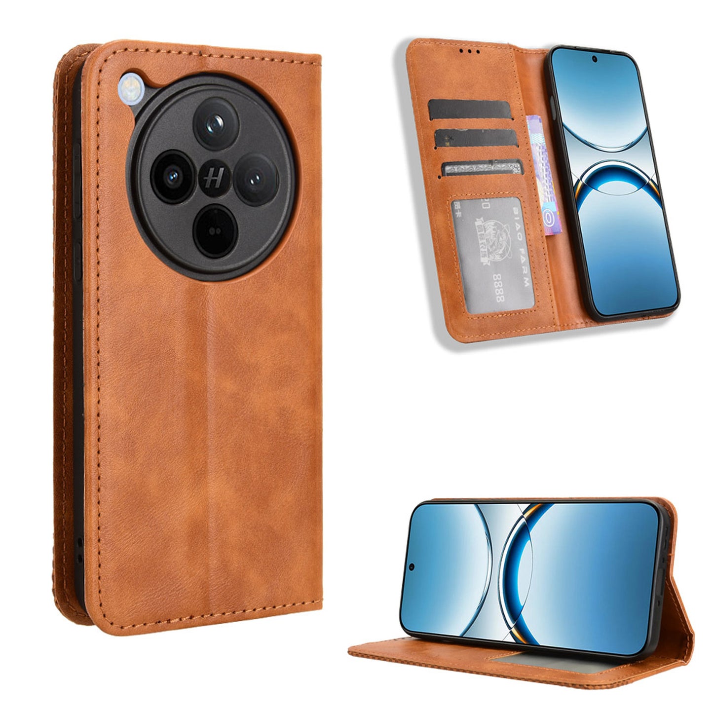 OPPO Find X8 Flip Folio Case with Card Holder Hidden Magnetic, Blue