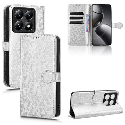 Slim Flip Polka-Dots Phone Case with Card Holder for Xiaomi 14T, Silver