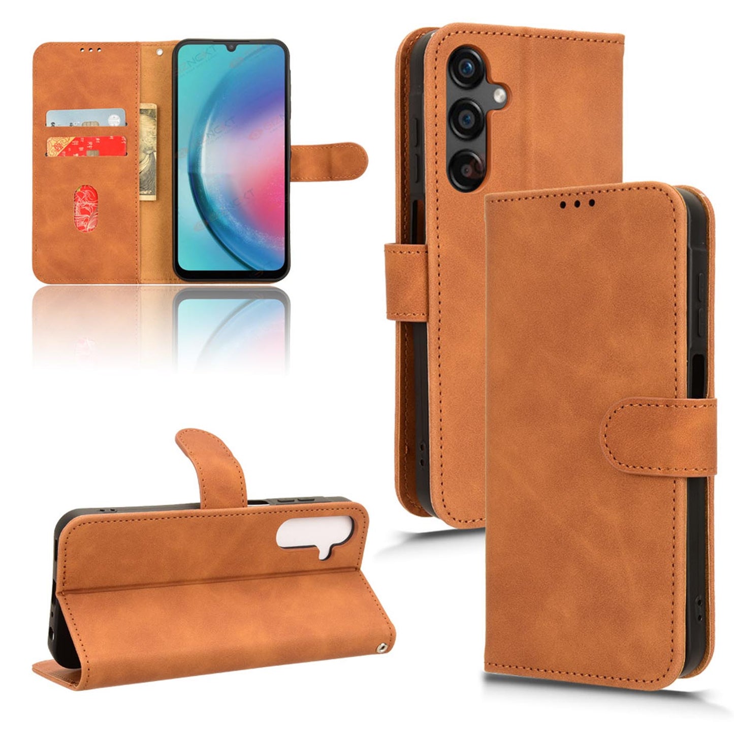 Wallet Case with Card Holder Flip Magnetic Protective Cover for Samsung Galaxy A25 5G, Brown