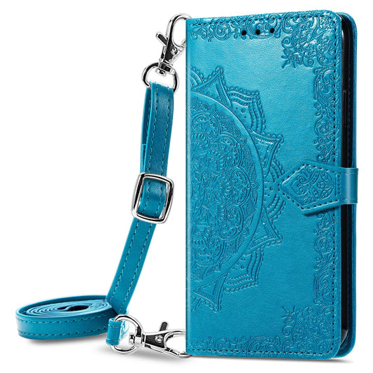 Mandala Pattern Crossbody Wallet Case for Google Pixel 7 Pro, Blue