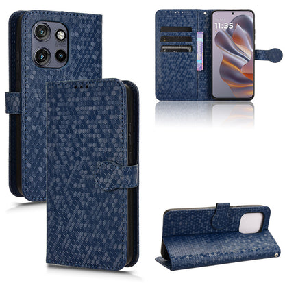 Slim Flip Polka-Dots Phone Case with Card Holder for Motorola Edge 50 Neo, Blue