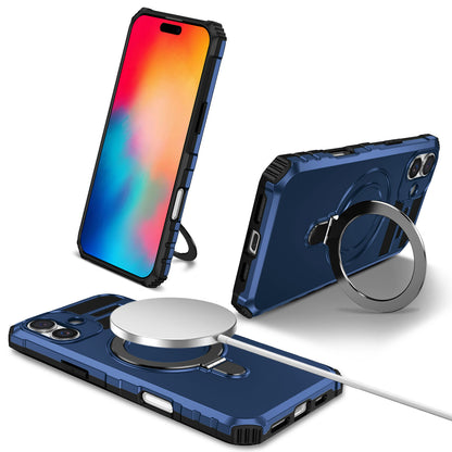 iPhone 16 Plus Case with Magnetic Invisible Kickstand, Compatible with MagSafe, Blue