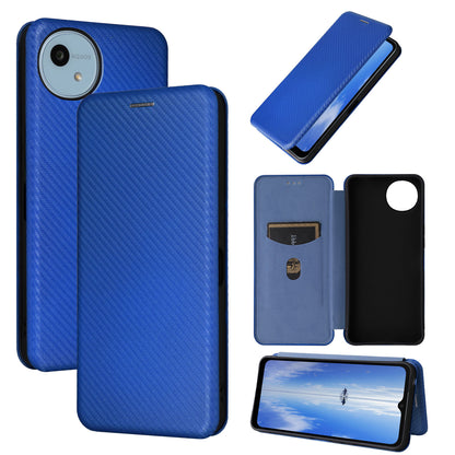 Carbon Fiber Flip Case for Sharp AQUOS Wish4, Blue