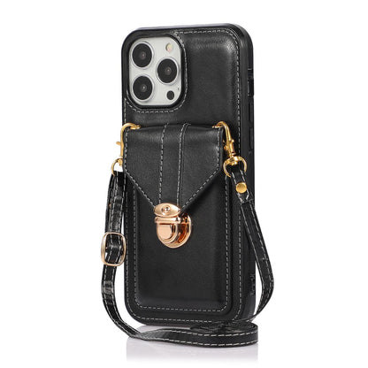 Crossbody Wallet Case with Wrist Strap Shoulder Protective Cover for iPhone 13 Pro Max