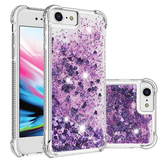 Liquid Flowing Case Anti Fall Proof Soft TPU Bumper Cover for iPhone 16e, C-Purple Love