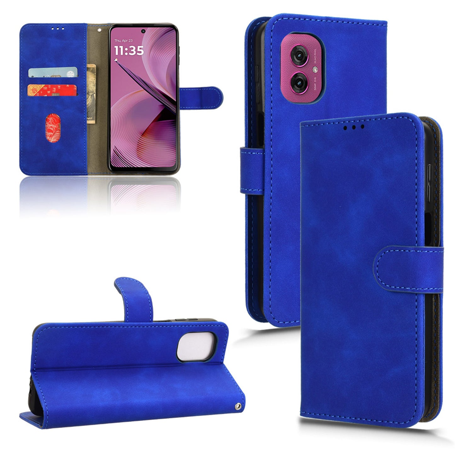 Wallet Case with Card Holder Flip Magnetic Protective Cover for Moto G55 5G, Blue