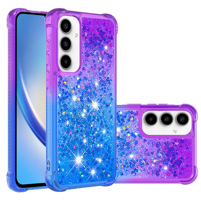 Samsung Galaxy A55 5G Gradient Quicksand Series Bling Liquid TPU Case, Purple&Blue