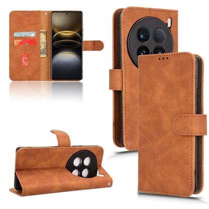 Wallet Case with Card Holder Flip Magnetic Protective Cover for VIVO X100 Ultra, Brown