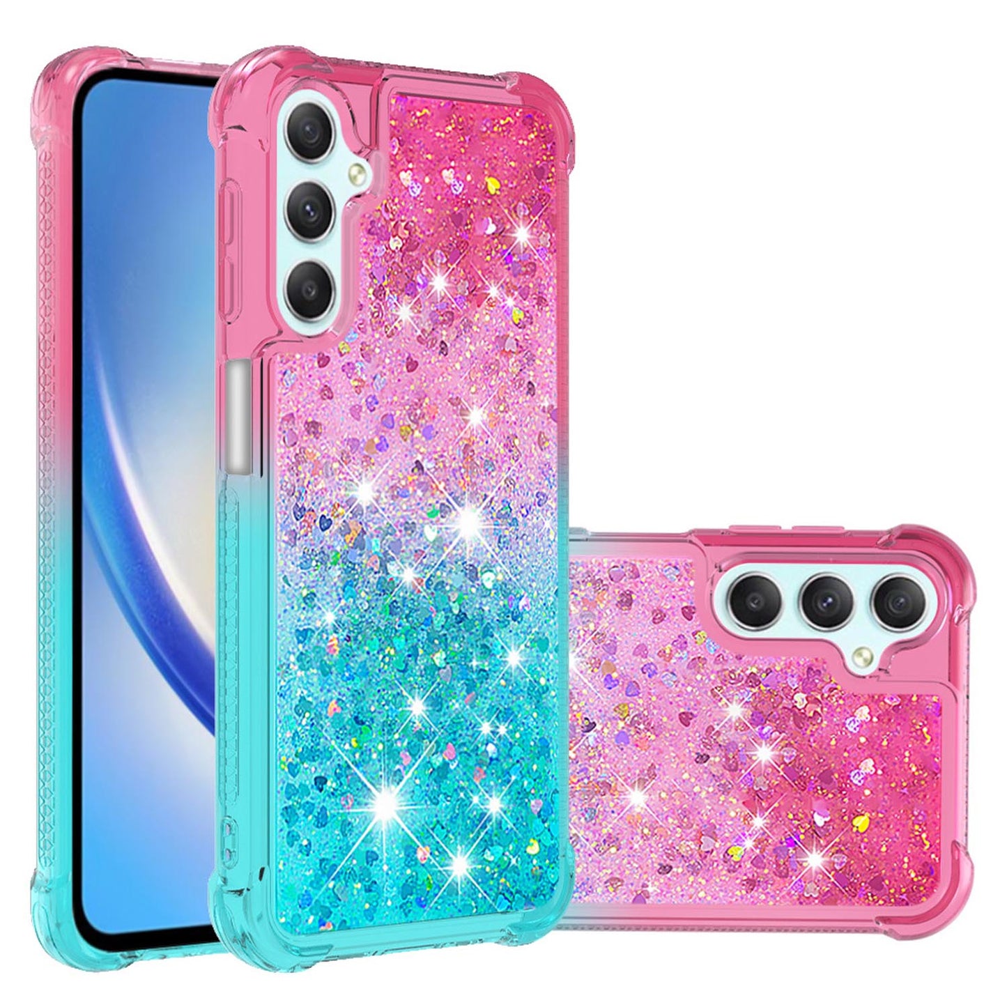 Samsung Galaxy A25 5G Gradient Quicksand Series Bling Liquid TPU Case, Blue&Purple