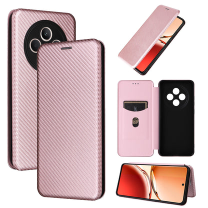 Carbon Fiber Flip Case for OPPO Reno12 F 5G, Rose Gold