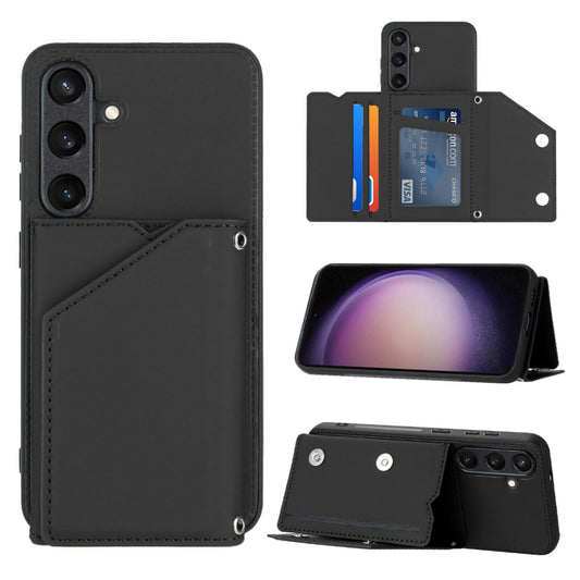 PU Leather Flip Shockproof Protective Cover for Samsung Galaxy S24, Black