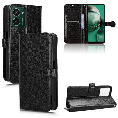 Slim Flip Polka-Dots Phone Case with Card Holder for HMD Pulse+, Black