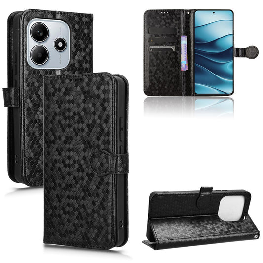 Slim Flip Polka-Dots Phone Case with Card Holder for Redmi Note 14 5G, Black