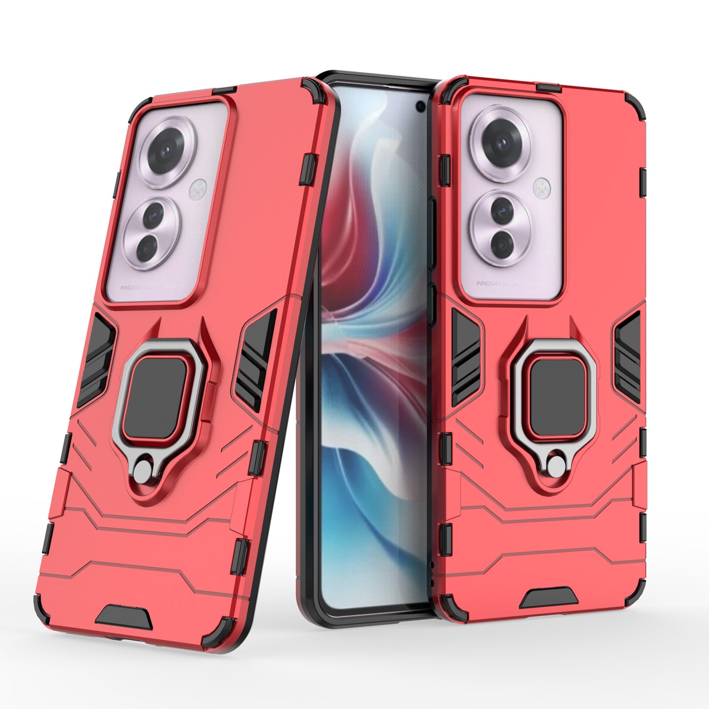 Support Magnetic Car Mounts Stylish Dual Layer Hard PC Back Case for OPPO Reno11 F 5G