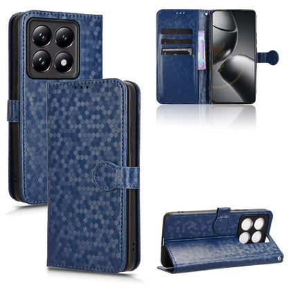 Slim Flip Polka-Dots Phone Case with Card Holder for Xiaomi 14T Pro, Blue