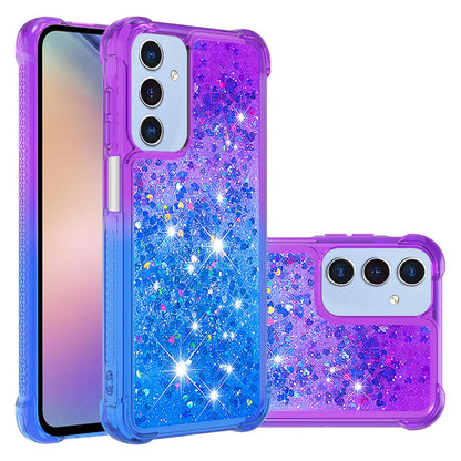 Samsung Galaxy A15 5G Gradient Quicksand Series Bling Liquid TPU Case, Purple&Blue