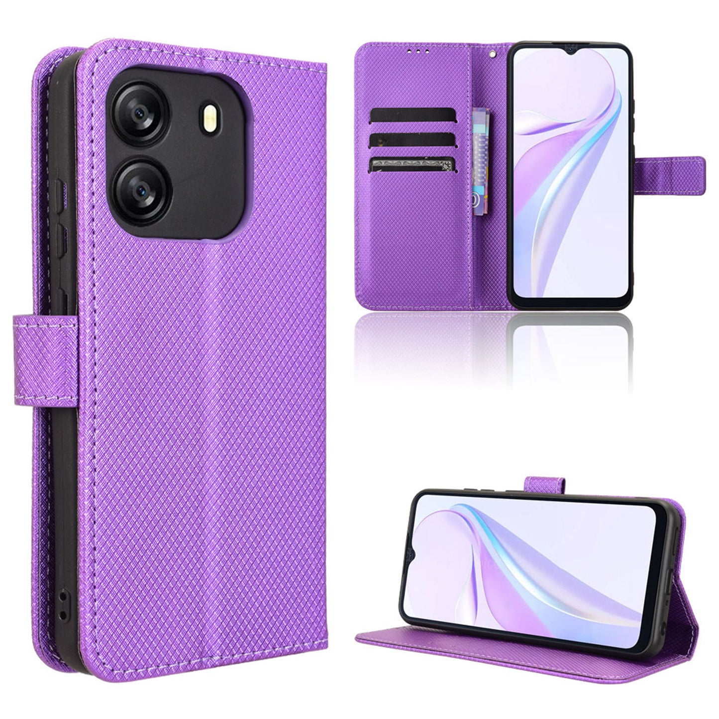 Wallet Case for Blackview WAVE 6C, Purple