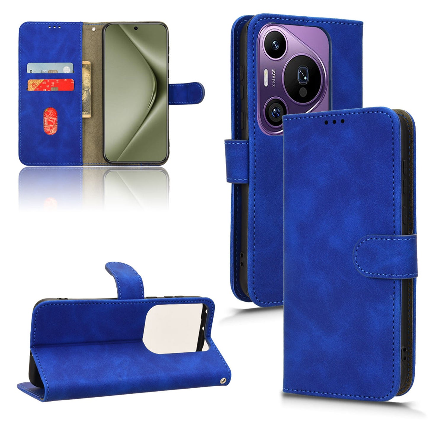 Wallet Case with Card Holder Flip Magnetic Protective Cover for Huawei Pura 70 Ultra, Blue