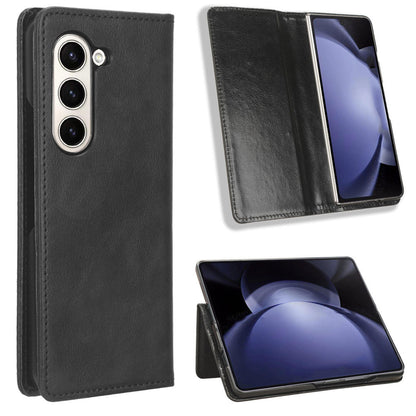 Samsung Galaxy Z Fold6 Flip Folio Case with Card Holder Hidden Magnetic, Brown