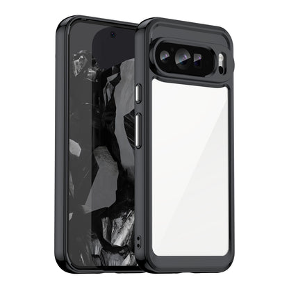 Hard Back Soft Bumper Protective Case for Google Pixel 9 Pro, Black